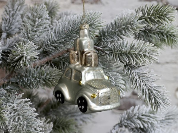 Auto mit Geschenken Christbaumkugel Verte Weihnachten Shabby Vintage Weihnachten