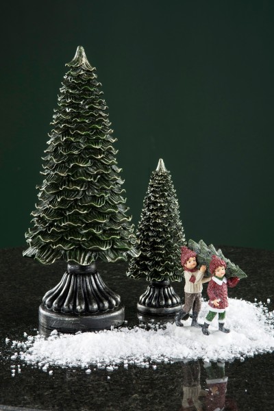 Winterkinder mit Weihnachtsbaum Weihnachten Vintage Rot Grün Landhaus Deko