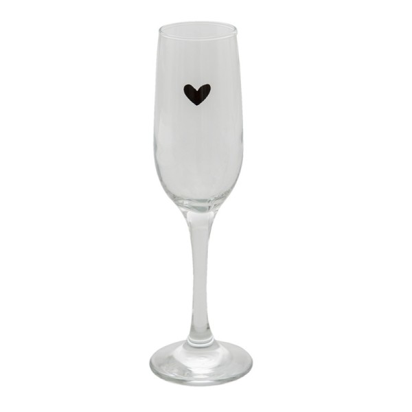 Clayre & Eef Wasserglas 200 ml Transparent Glas Herz Love Sektglas