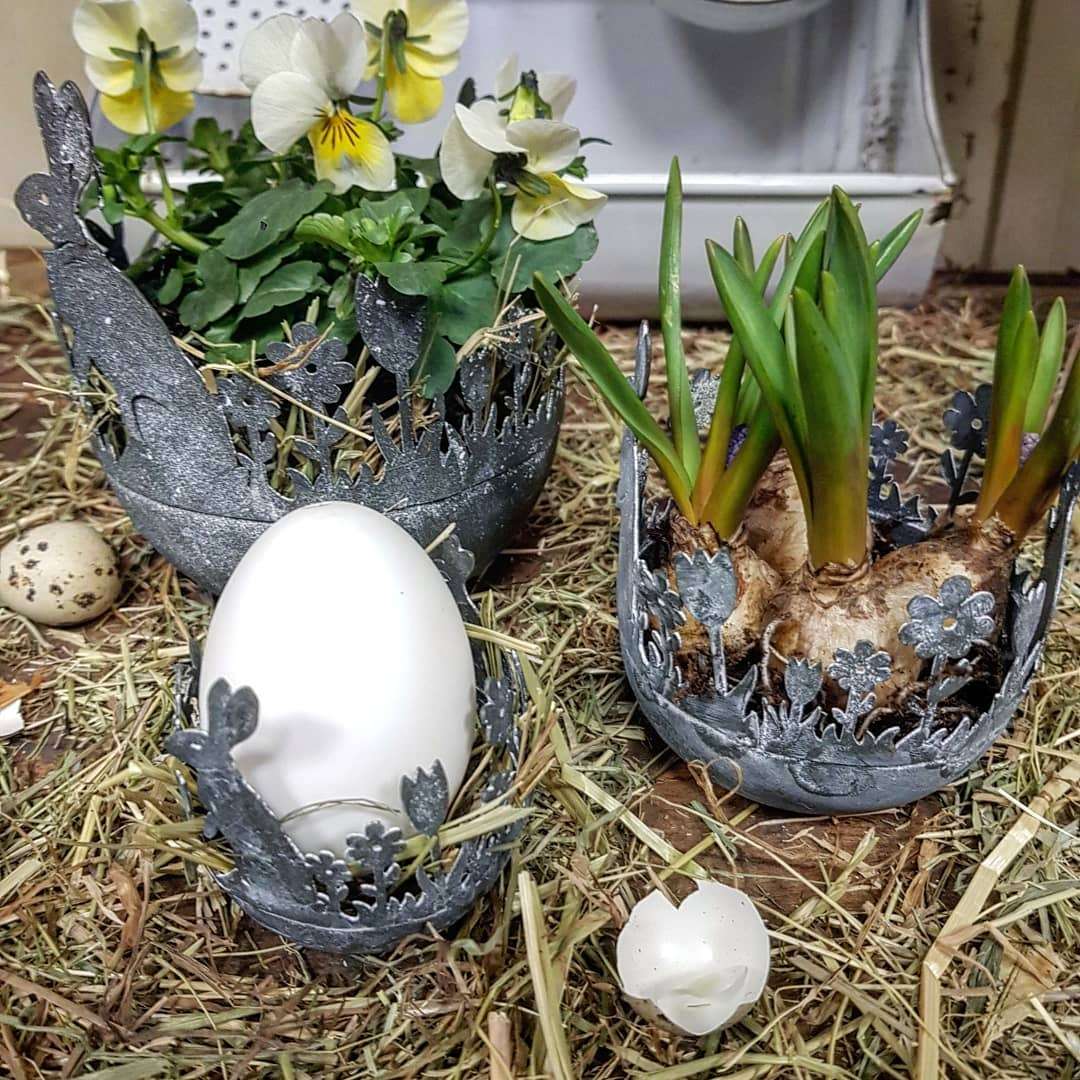 3er Set Pflanztöpfe Zink Hase Frühling Garten Shabby