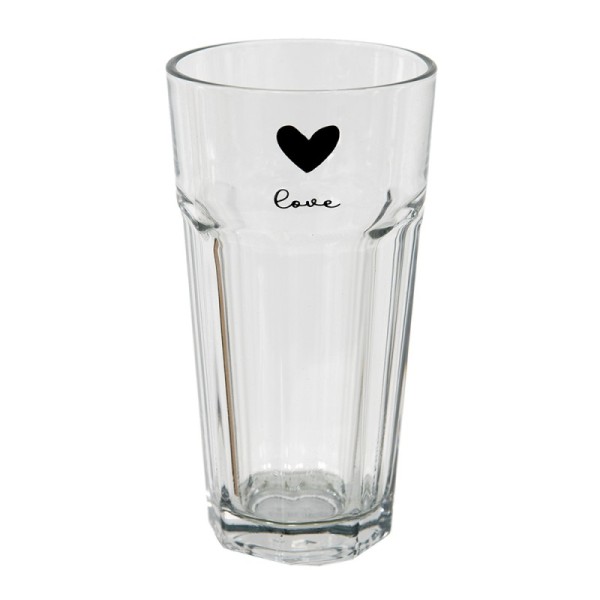 Clayre & Eef Wasserglas 320 ml Transparent Glas Herz Love Trinkbecher Trinkglas