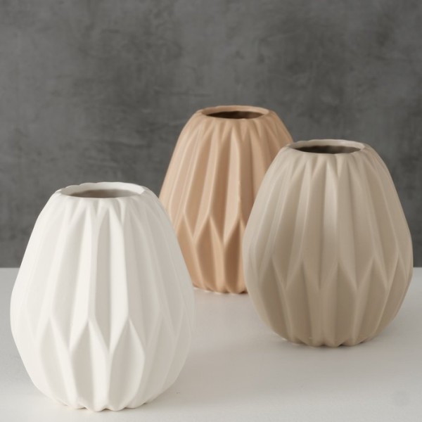 3er Set Vase Blumenvase Keramik matt Boho Farbmix Landhaus 13 cm Deko