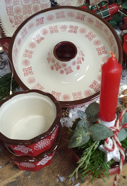Auflaufform Ofenfest Rot Keramik Weihnachten Landhaus Vintage Küche Rund