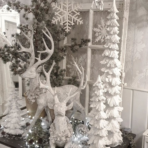 Weihnachtsbaum weiß gefrostet Weihnachten Deko Landhaus Vintage 4 Größen