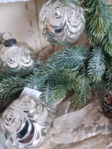 222 Christbaumkugel Silber Weihnachten Shabby Vintage Nostalgie Weihnachten Nr