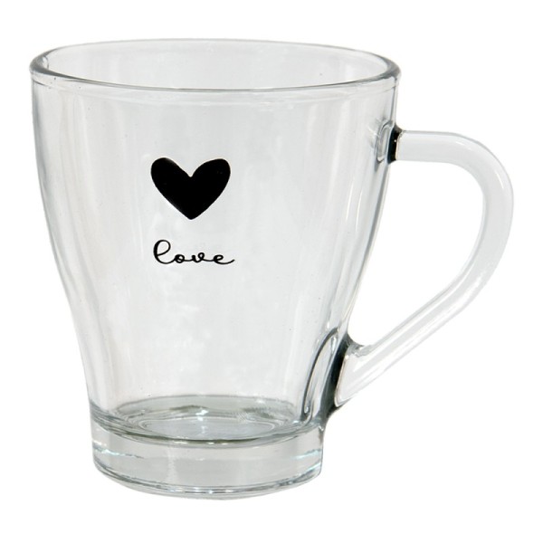 Clayre & Eef Teeglas Transparent Glas Herz Teetassen Teebecher